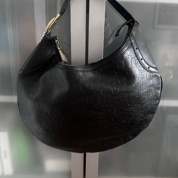 GUCCI - VINTAGE CRESCENT SHOULDER BAG - HOBO HORSBIT - EMBOSSED LEATHER - Picture 1 of 7